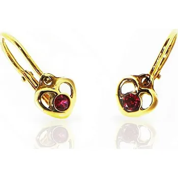 Náušnice Diante Zlaté náušnice s červeným kamenem 31501559