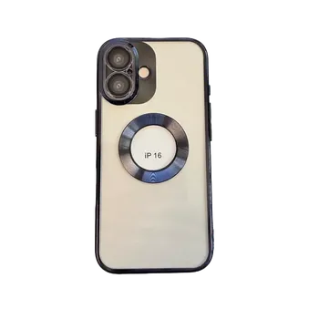 Pouzdro na mobilní telefon Pouzdro Coolcase Glam s MagSafe - Apple iPhone 16 - průhledné / černé (Coolcase Glam MagSafe for iPhone 16 - black)