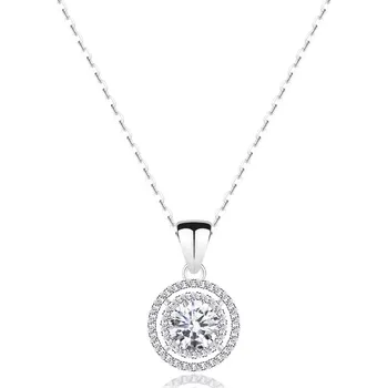 Náhrdelník Stříbrný náhrdelník 925 - čirý kulatý zirkon, dvojitá zirkonová obruba