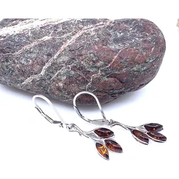 Řetízek Jan Kos jewellery Stříbrné náušnice s jantarem 12125422