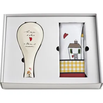 Kuchyňská zástěra Egan LE CASETTE Sada zástěry a misky na vařečku červená