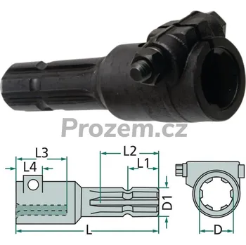 Gola hlavice Přechodka z 1 3/8" (6) na 1 3/8" (6), délka 175 mm, se svěracím šroubem, 13166
