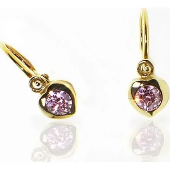 Náušnice Diante Zlaté náušnice s růžovým kamenem 31500381