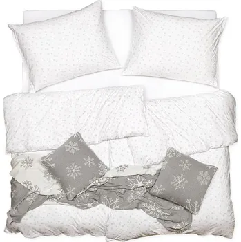 Bytový textil SCANquilt povlečení JERSEY vločky bílošedá 140 x 200/70 x 90 cm