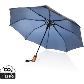 Deštník 21" auto open deštník Kaycey z RPET AWARE a akáciového dřeva - Námořní Modř, Firemní dárkové předměty s vlastním potiskem