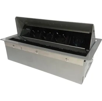 Elektrická zásuvka Zásuvkový panel MMP42 - 3x 230V + ethernet, stříbrná (rozbaleno)