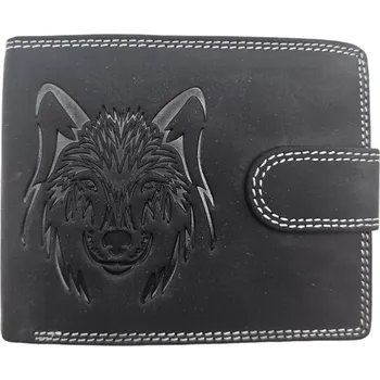 Peněženka Kožené peněženky s motivem - Vlk Barva: Černá
