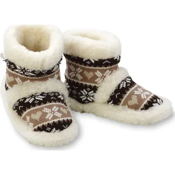 Chlapecké bačkory Wooline Bačkory z ovčí vlny hnědobílé Velikost obuvi: 38-39