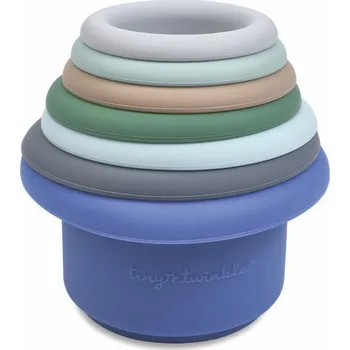 dětská jídelní sada Tiny Twinkle Stohovací pohárky, silikon - Indigo Set
