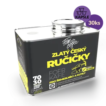 Nápoj Fixi Coffee Fofr kafe – Zlatý český ručičky, směs výběrové kávy kapsle / stylový plechový kanystr / 30 ks