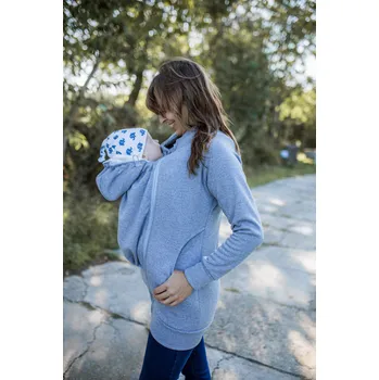 Těhotenská mikina Shara Nosící dlouhá mikina, více barev Barva: šedá, Velikost: XS