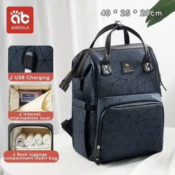 Přebalovací taška Moderní a multifunkční dvoukomorový přebalovací batoh s USB portem Barva: Černá s USB