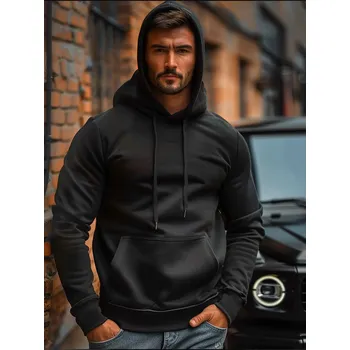 Pánská mikina Černá pánská mikina s kapucí anorak Bolf 2009A3 - M