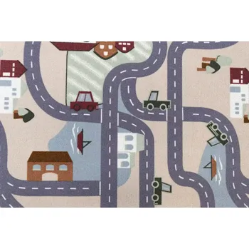 Koberec Vopi Dětský metrážový koberec Scanroad 39 béžový 1 m2 bez obšití