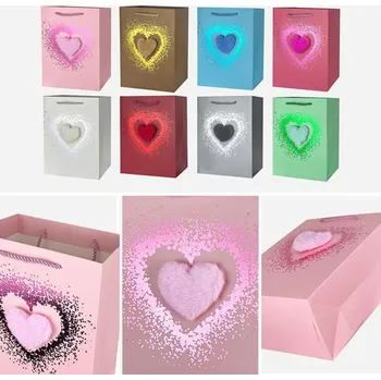 Papírová dárková taška TORO 44x31x12cm MIX srdce 3D