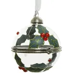 Vánoční skleněná ozdoba na otevírání cesmína 1ks, 6 cm - S červenými bobulemi