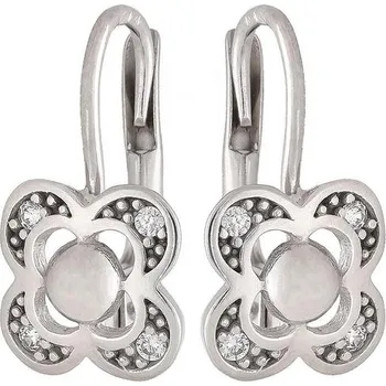 Náušnice Zlaton Náušnice bílé zlato čtyřlístek s kamenem 1.5cm 1.65g 000832508224