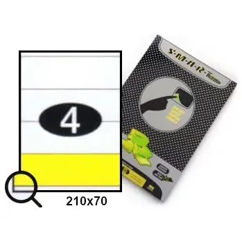 Samolepící etiketa Samolepicí etikety, štítky 210x70, papír A4, 100 listů (Samolepící papír do tiskárny A4 - velikost etiket 210x70 - balení 100 archů - SMART)