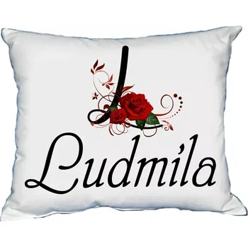 Dekorativní polštářek Polštář s dámským jménem LUDMILA Červený (polštářek dámské jméno )