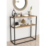 Konzolový stolek CHARLES 90 cm, lamino borovice a kov černý lak mat