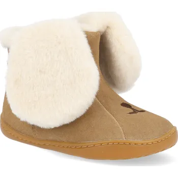 Dívčí zimní obuv Barefoot zimní boty Camper - Rug Crater hnědé Velikost: 21