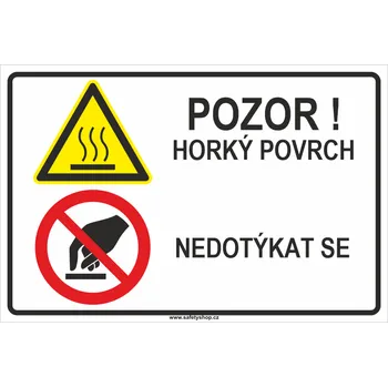 Značení Pozor! Horký povrch - Nedotýkat se ISO 7010 samolepící vinylová fólie 200x150 mm