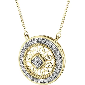 Náhrdelník Zlatý náhrdelník s diamanty - rozeta - 0,10 ct - ryzost 585 - 160.130