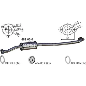 Výfukový systém Stredni tlumic vyfuku ERNST 688000