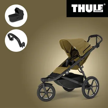 Přeprava dětí Akční set THULE URBAN GLIDE 3 NUTRIA GREEN SINGLE + Korbička + Madlo
