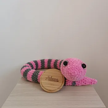 plyšák Had Růžovo - šedá