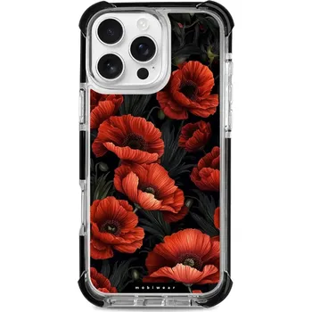 Pouzdro na mobilní telefon Odolný obal Mobiwear MagSafe Elite Bumper - Apple iPhone 16 Pro Max - D006D Temné červené květy (Odolný kryt, pouzdro, obal Mobiwear Elite Bumper na mobil Apple iPhone 16 Pro Max - D006D Temné červené květy, materiál Plast + TPU silikon + kov - zesílená)