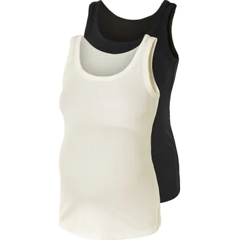 esmara® Dámský vroubkovaný těhotenský top, 2 kusy (L(44/46), černá/bílá)