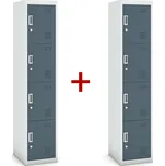 Šatní skříňka S3 čtyřdveřová 1+1 ZDARMA, demont, cylindrický zámek, šedá/tmavěšedá