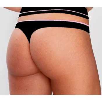 Kalhotky AXIRYA - Bezešvá bavlněná tanga Natural- S/M/černá