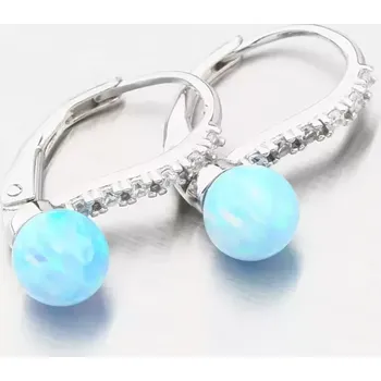 Náušnice Dámské náušnice stříbro 925 zirkon světle modrý opál a PKL-2170