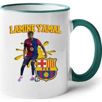 Keramický hrnek Lamine Yamal, Barva Zelená, Velikost 330 ml, Canvas Keramický hrnek s barevným uchem Bezvatriko.cz 2758