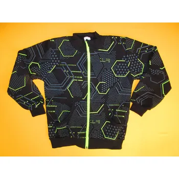 Dívčí mikina Arex, ČR Bavlněná mikina celopotisk barevný zip 2 Barva: černá+zelená, Velikost: 128