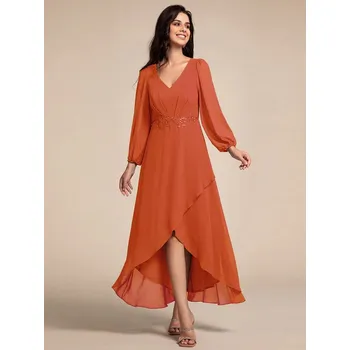 Dámské šaty Ever Pretty luxusní oranžové šaty 3027 Velikost: 5XL / 50 / 18 / 22