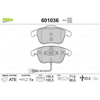 Brzdová destička Sada brzdových destiček, kotoučová brzda VALEO 601036