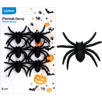 Party dekorace Pavouk plastový s glitrem 6cm 6ks LUMA