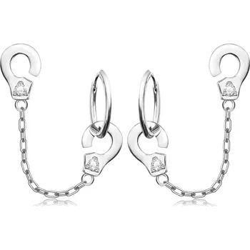 Náušnice Dvojité náušnice ze stříbra 925 - řetízková pouta, kruh, přívěsek