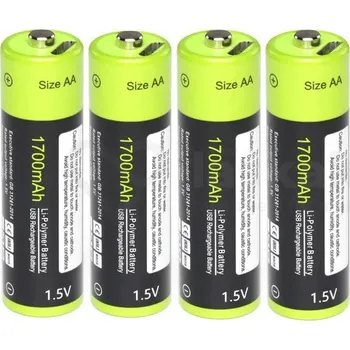 Článková baterie ZNTER AA LiPol dobíjecí tužková baterie 1700 mAh microUSB, 4ks