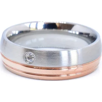 Prsten Ocelový snubní prsten zlacený s kamínkem Garret - 55