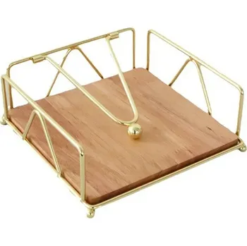 Držák ubrousků kovový rustikální | Kuchyňský zásobník, Stolní držák - Zlato