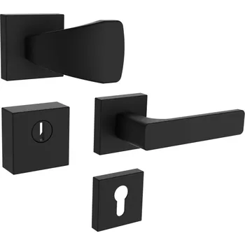 Dveřní kování ROSTEX Bezpečnostní kování BK RN1/H SAVONA (černá) Provedení: M PZ LI (klika levá/madlo pro FAB)