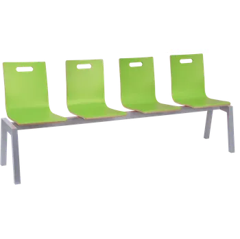 MEGAN PLUS 4, dřevěná lavice do čekárny, 4-sedák, zelená, kostra stříbrná