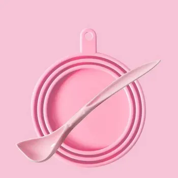 Silikonové víčko na psí a kočičí konzervy | sada na uchování kočičích konzerv - růžový