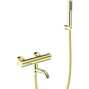 Vodovodní baterie Nástěnná termostatická vanová baterie VEO zlatá lesklá s příslušenstvím (43946) HOPA
