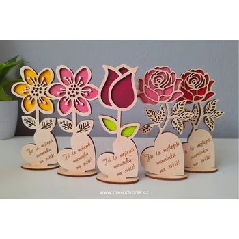 umělá květina Květina s textem na stojánku Varianta: Růže jednoduchá