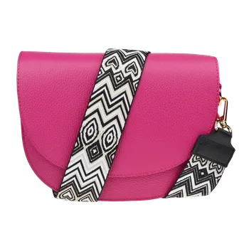 Kabelka NovaKabelka.cz Kožená italská crossbody kabelka Ramona Fuxia s přídavným popruhem III